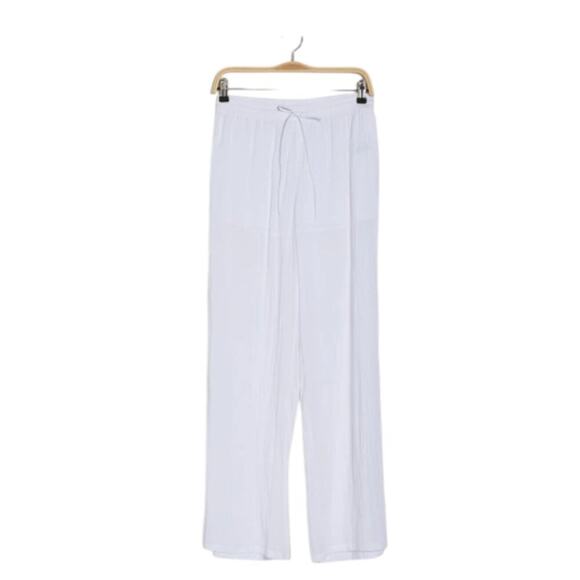 Abound Wide Leg Cotton Gauze Pants In White Brilliant Size Medium NWT $30 MSRP - Picture 1 of 9